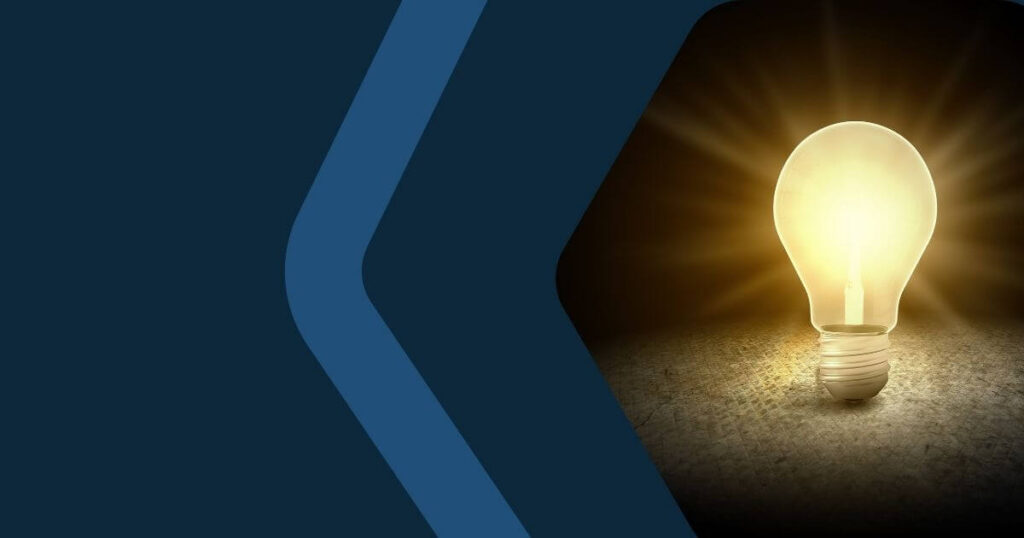Tax Filing Software Efficiency Lightbulb – Konsise A light bulb icon on a Konsise blue background, representing smart efficiency gains with tax filing software for finance managers.