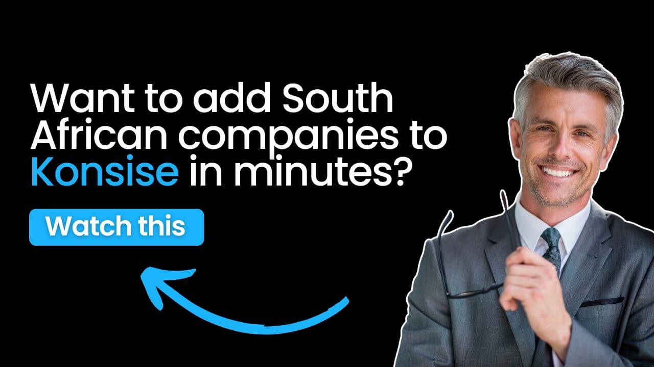 want to add South african companies to Konsise in minutes - Konsise Minimalist image with the words SARS submission & payment tracking in one place